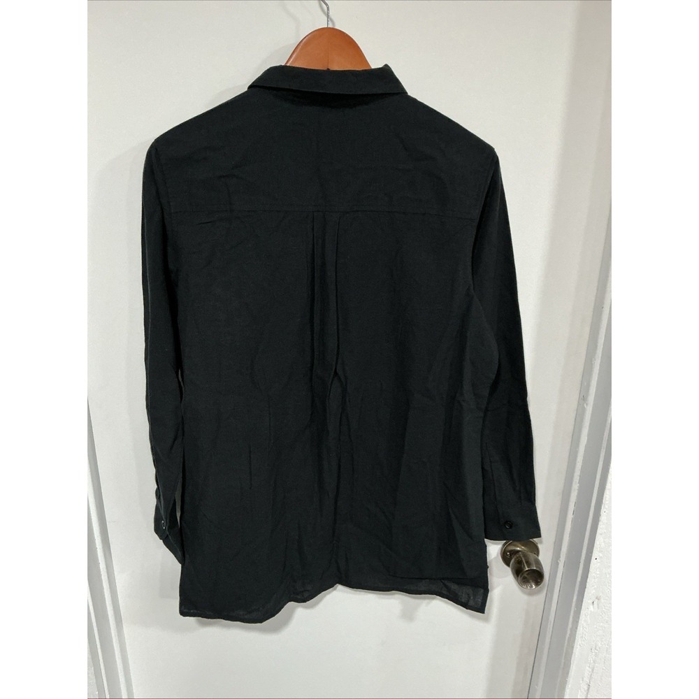 Coldwater Creek Floral embroidered button up shirt, Black, Small, Lagenlook - Picture 8 of 10